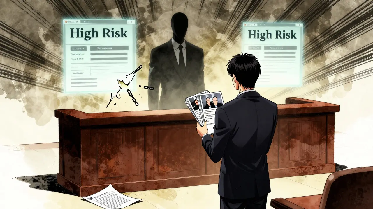 Покупатель представляет доказательства в суде, а мошенник исчезает в тени.