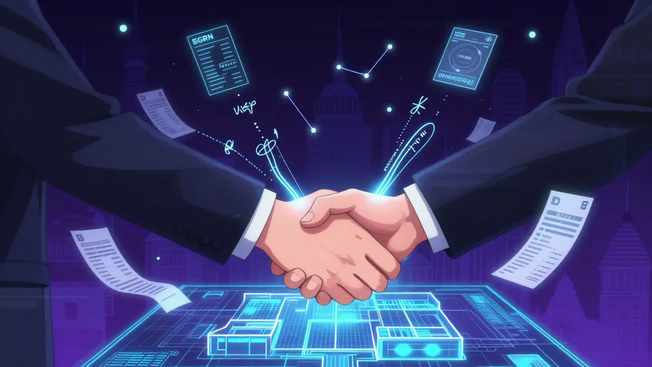 Цифровое рукопожатие между покупателем и продавцом через электронные подписи и данные.