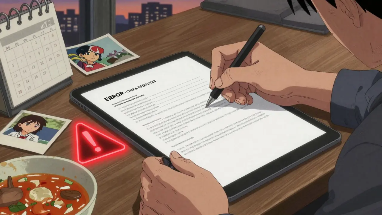 Мужчина внимательно копирует реквизиты ипотеки, рядом мигает предупреждение об ошибке.