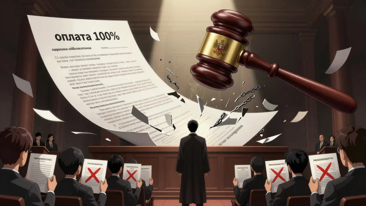 Дольщик в суде, договор разрывается, скрытые условия превращаются в разбитые цепи под светом правосудия.