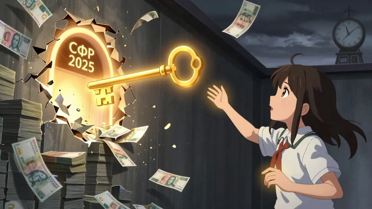 Золотой ключ материнского капитала тянется к девочке, деньги исчезают в портале.