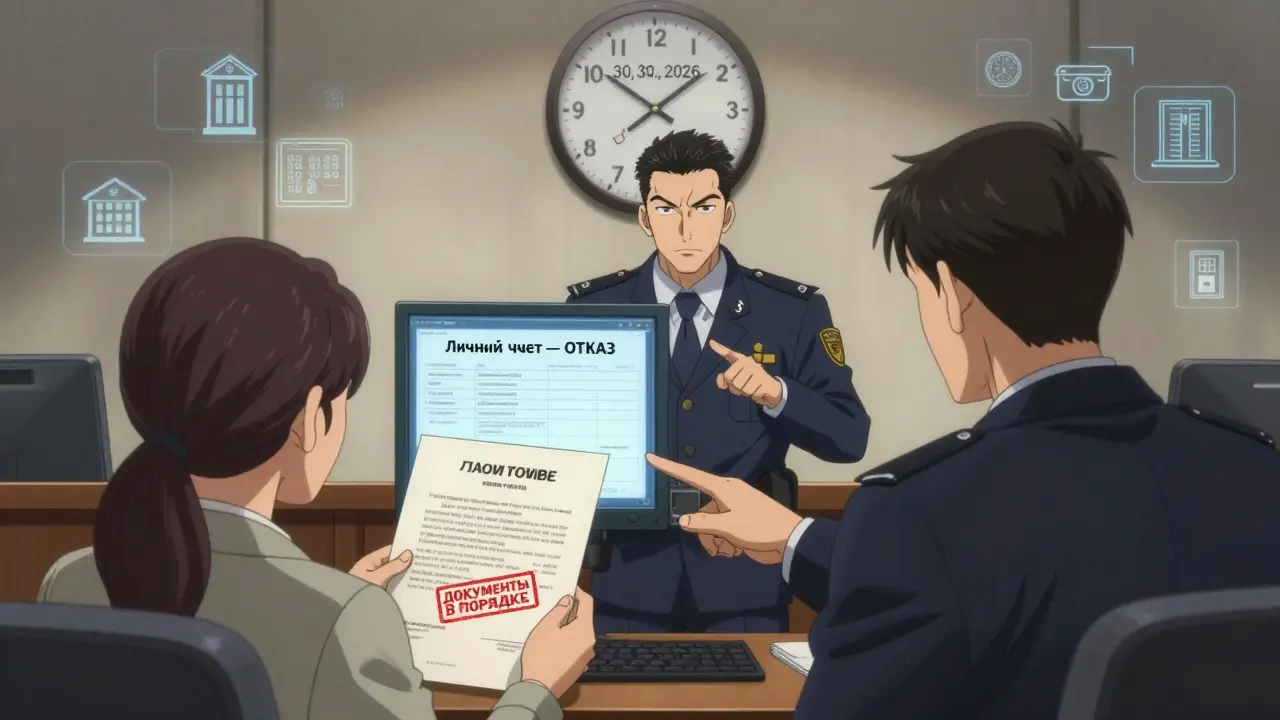 Налоговая инспекторша отклоняет платеж на личный счет, налогоплательщик демонстрирует правильный договор.