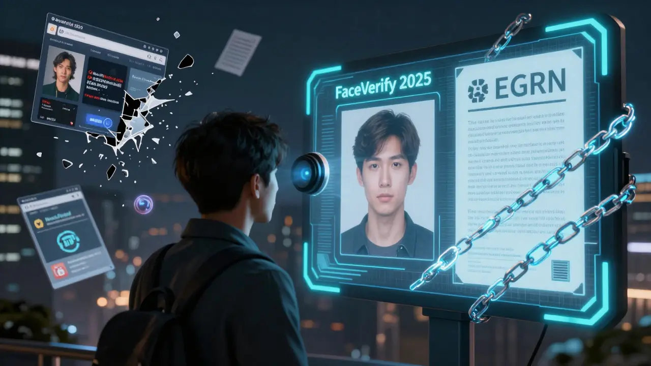 Биометрическая проверка в 2025 году: лицо пользователя сопоставляется с паспортом, фейковые сайты разрушаются.