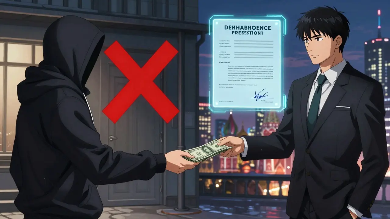 Два сценария оплаты риелтору: легальный перевод на счет агентства и подозрительная оплата наличными.