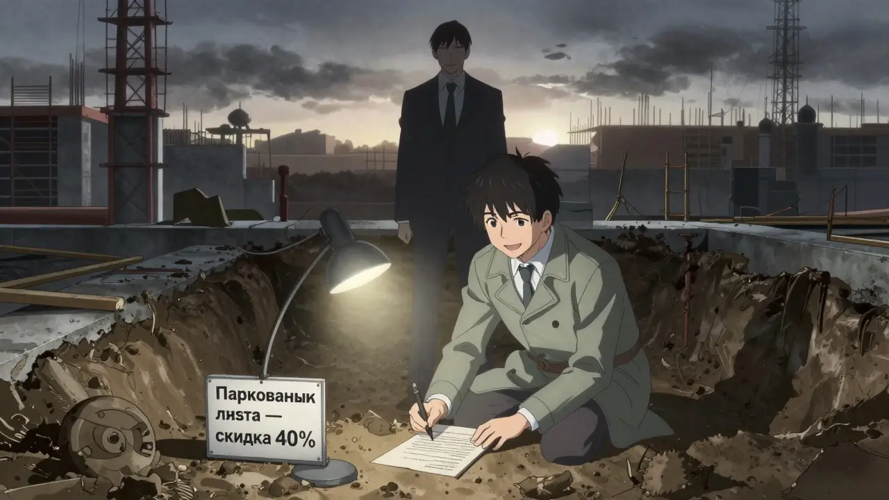 Инвестор подписывает контракт на парковочное место на стадии котлована новостройки.