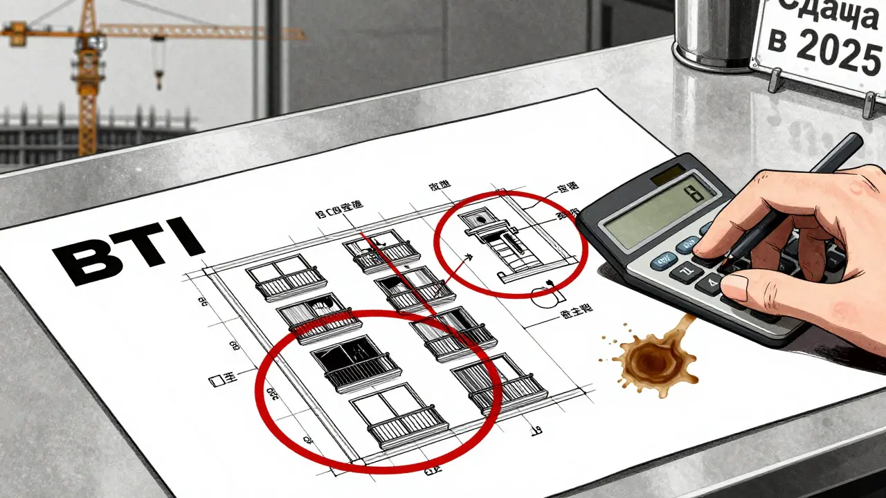 Технический план с красными пометками незаконно включенных элементов.
