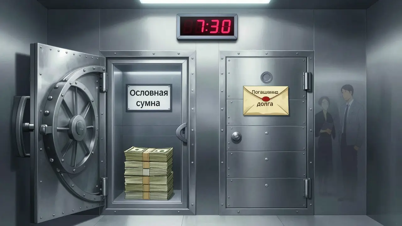 Две банковские ячейки с деньгами для оплаты квартиры и погашения долга.