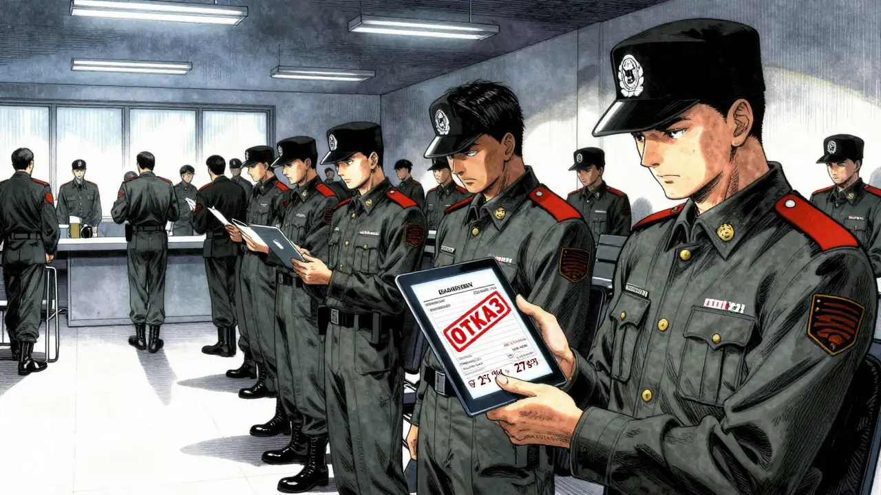 Солдаты в офисе смотрят на экраны с отказами в ипотеке под холодным светом.