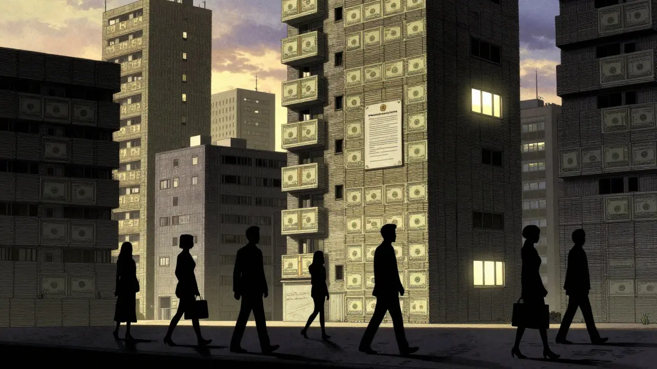 Город из конвертов с деньгами, только одна квартира имеет официальный договор.