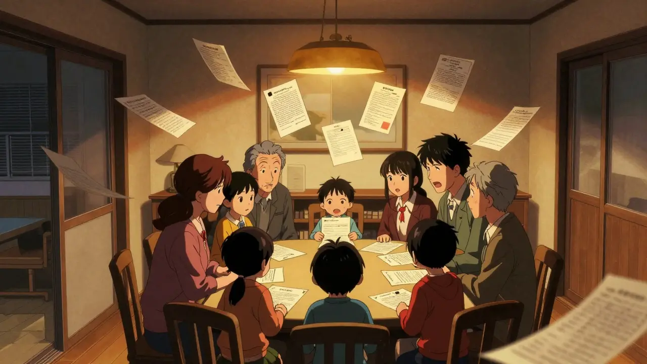 Счастливая семья в новом доме после оформления документов