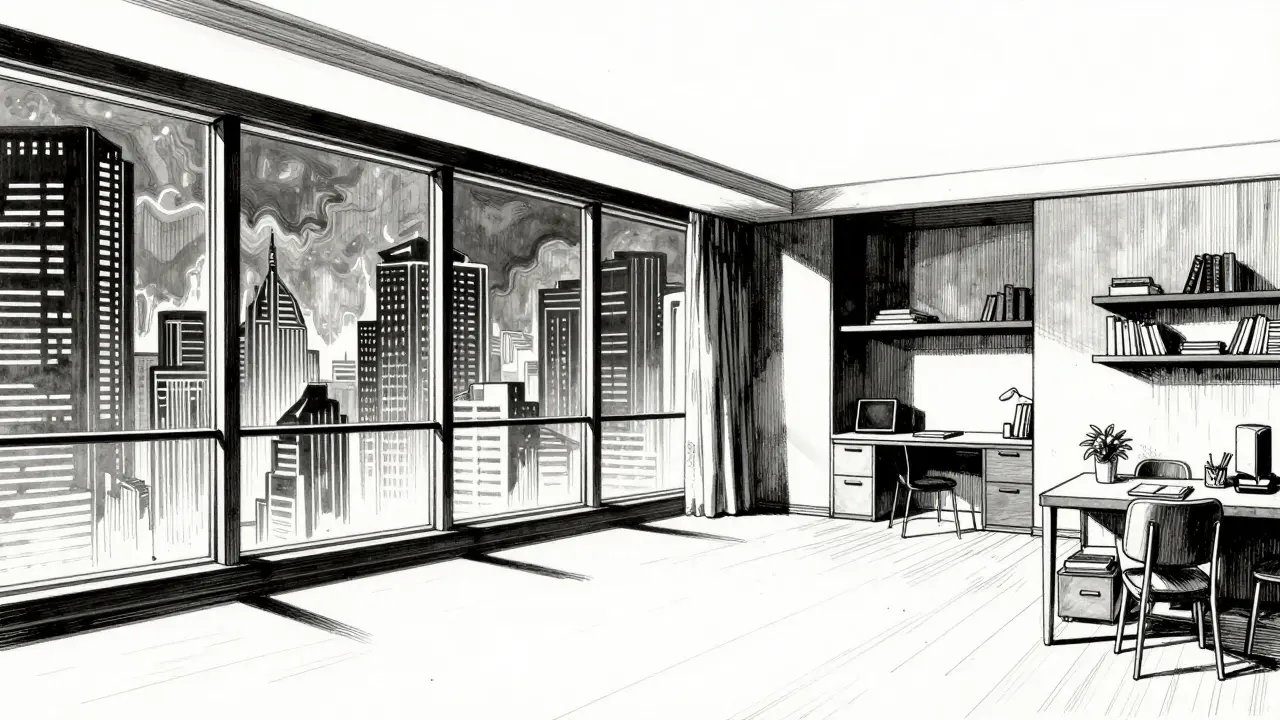 Контраст между пустым элитным жильем и меблированной студией в стиле гекига.