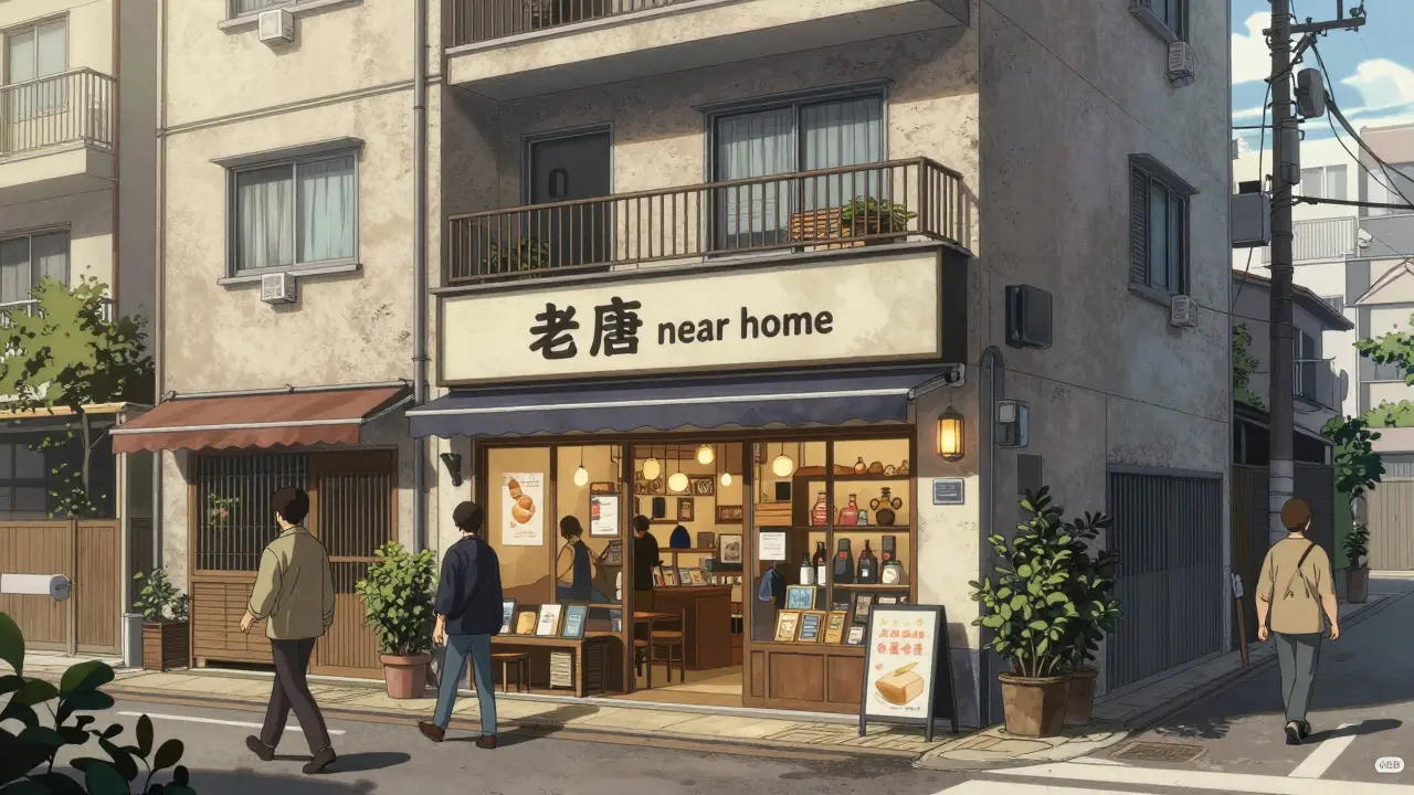 Магазин стрит-ритейла на первом этаже жилого дома в стиле манга