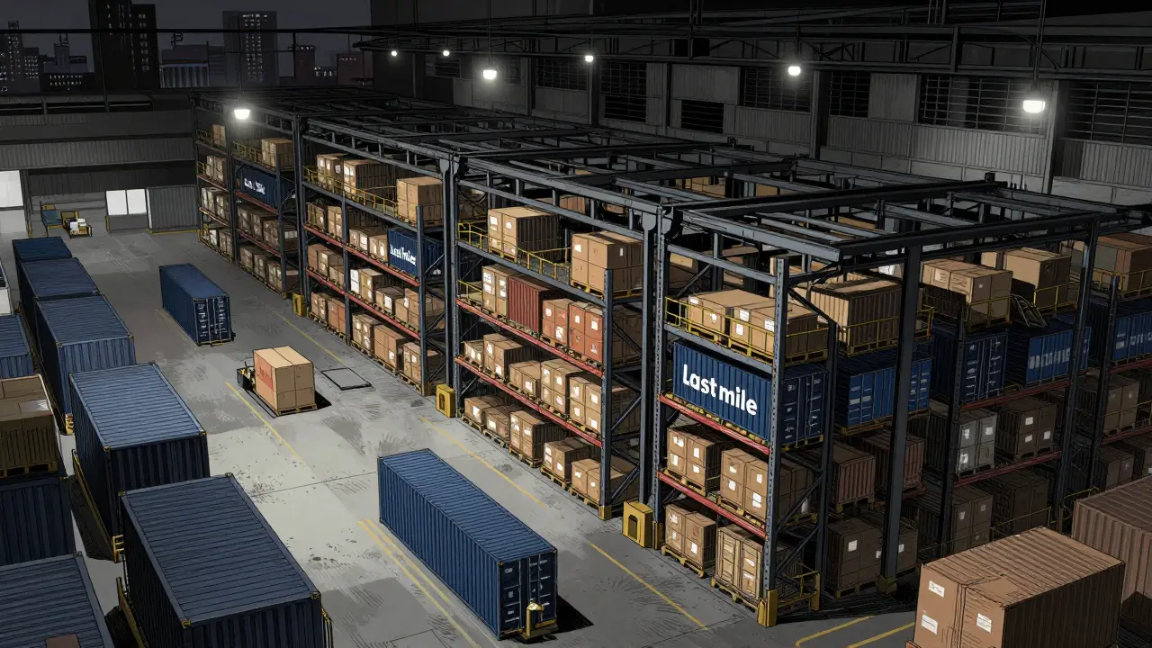 Масштабный логистический склад в индустриальном стиле аниме