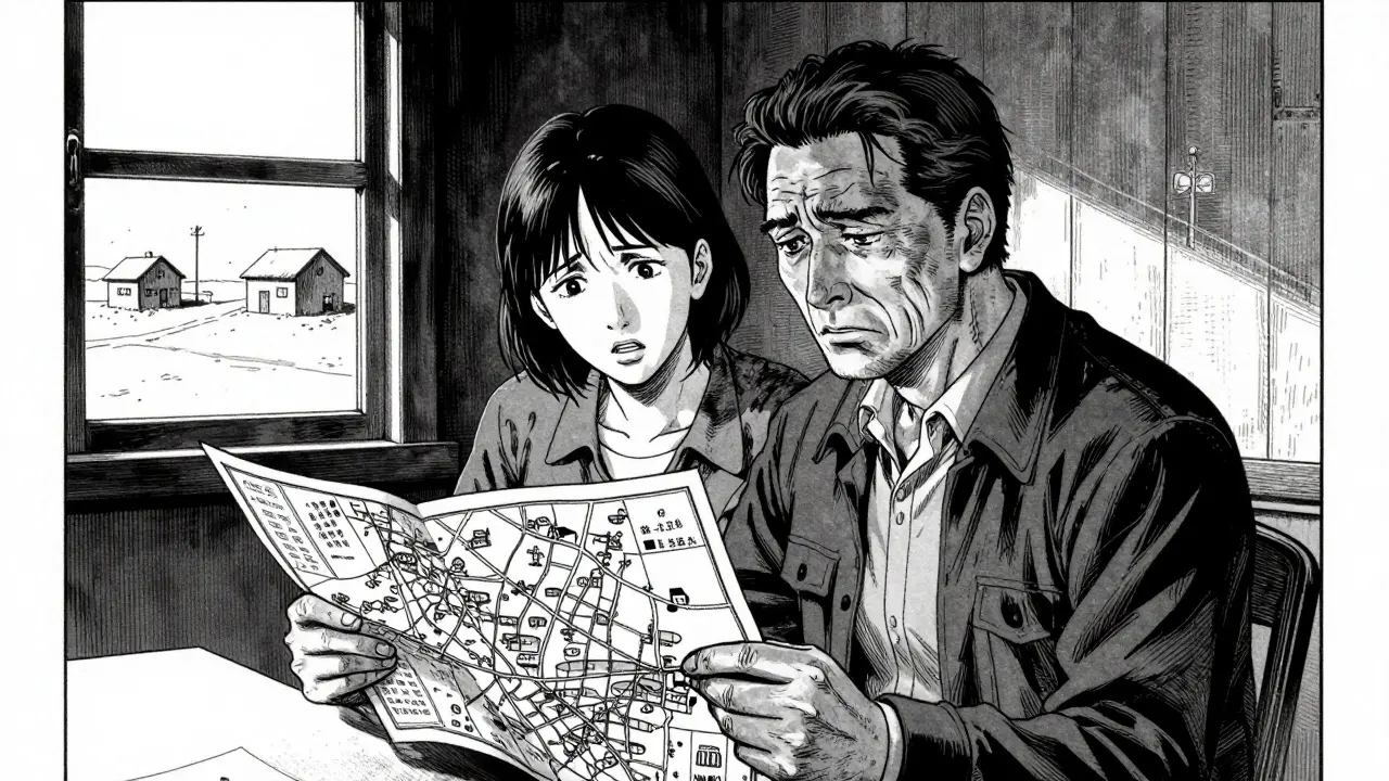 Пара изучает карту и документы в темной комнате в стиле манга