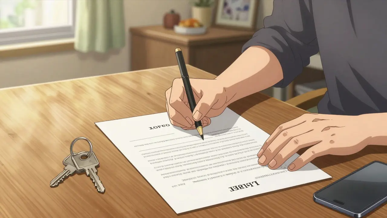 Подписание договора аренды и получение ключей от квартиры в стиле гэкига