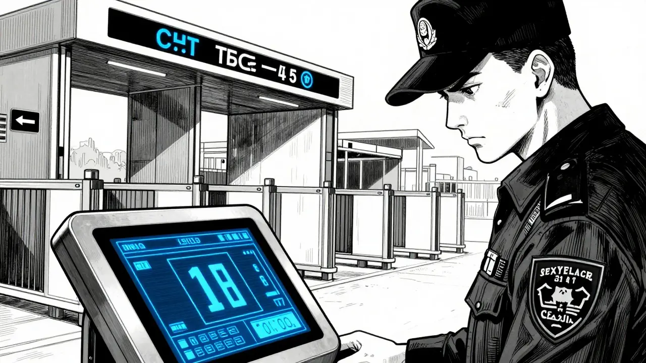 Современный КПП с системой распознавания номеров в стиле манга гекига