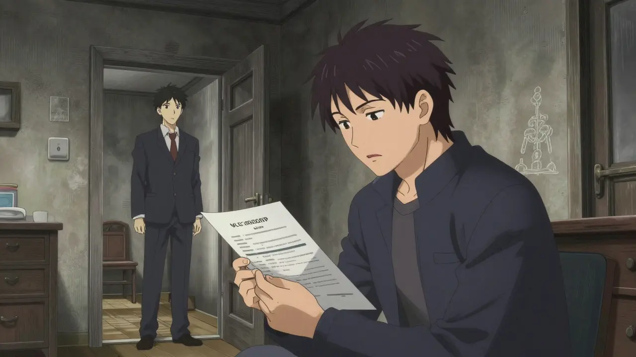 Встреча арендатора и собственника в квартире с проверкой документов в стиле аниме